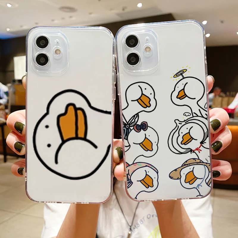

Cute Call Duck Cases For iPhone 11 Pro Max Mini 13 12 Pro Max X XR XS Max 8 7 6 6S Plus SE 2020 Soft Silicone Cover Funda