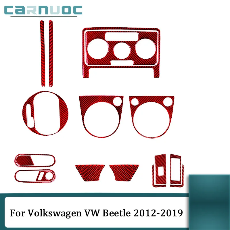 

For Volkswagen VW Beetle 2012 2013 2014 2015 2016 2017 2018 2019 Carbon Fiber Red Stickers Car Interior Decorative Accessories