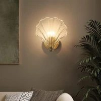 modern interior crystal wall light conch led decor sconce gold bedside lamp for dining living room kitchen aisle stair light new