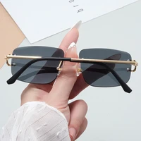 rimless 2022 fashion sunglasses women eyewear gold frame rectangle decorative exquisite driving summer sunglasses for men