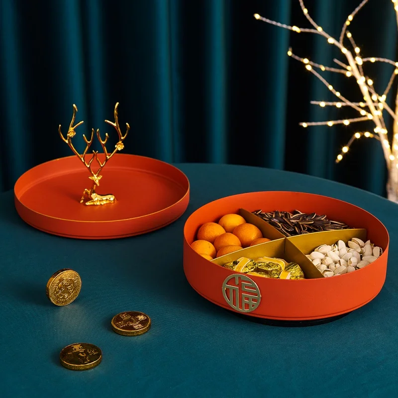 

Luxury Elk Fruit Plate Chinese Style Home Decoration Living Room Creative Snack Rack Ornament Room Desktop Fruit Plate Decor