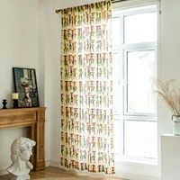 bay window semi blackout curtains for kitchen living room bedroom home decoration curtain american style cotton linen printing