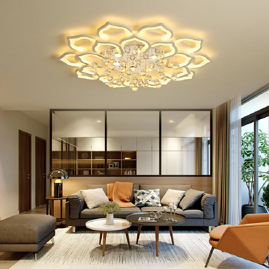 

Nordic Luxury Crystal LED Chandelier Lighting Living Room Restaurant Kitchen Hanging Lamps Hotel Decor Ceiling Chandeliers Lamps