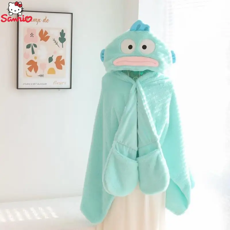 

Sanrio Hangyodon Pochacco Hooded Shawl Cloak Blanket Nap Winter Thicken Double Layer Keep Warm Skin-Friendly Girlfriend Gift