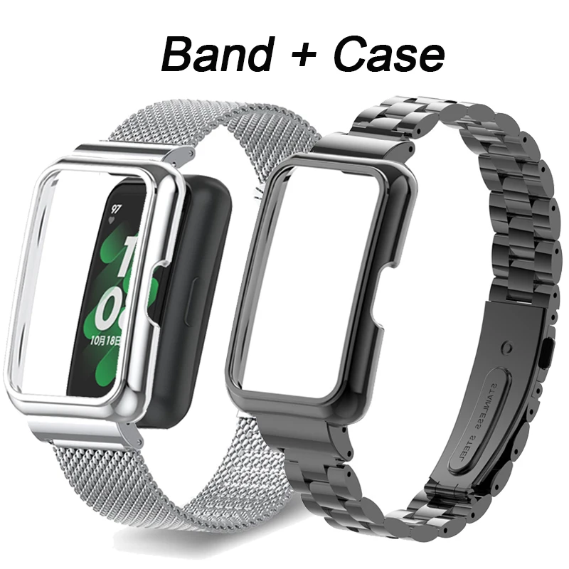 Браслет из нержавеющей стали для Huawei Band 8 7 6 Pro, Защитный металлический чехол для браслетов Honor Band 7 6, защитная оправа