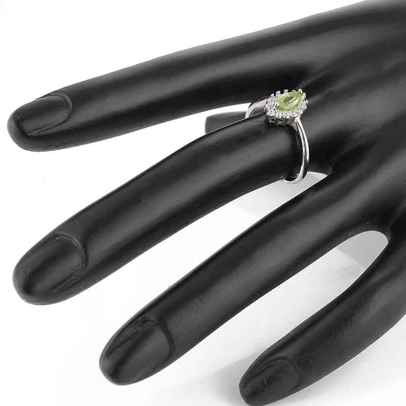 100% натуральный турмалин оливковое кольцо с бриллиантом женское регулируемое