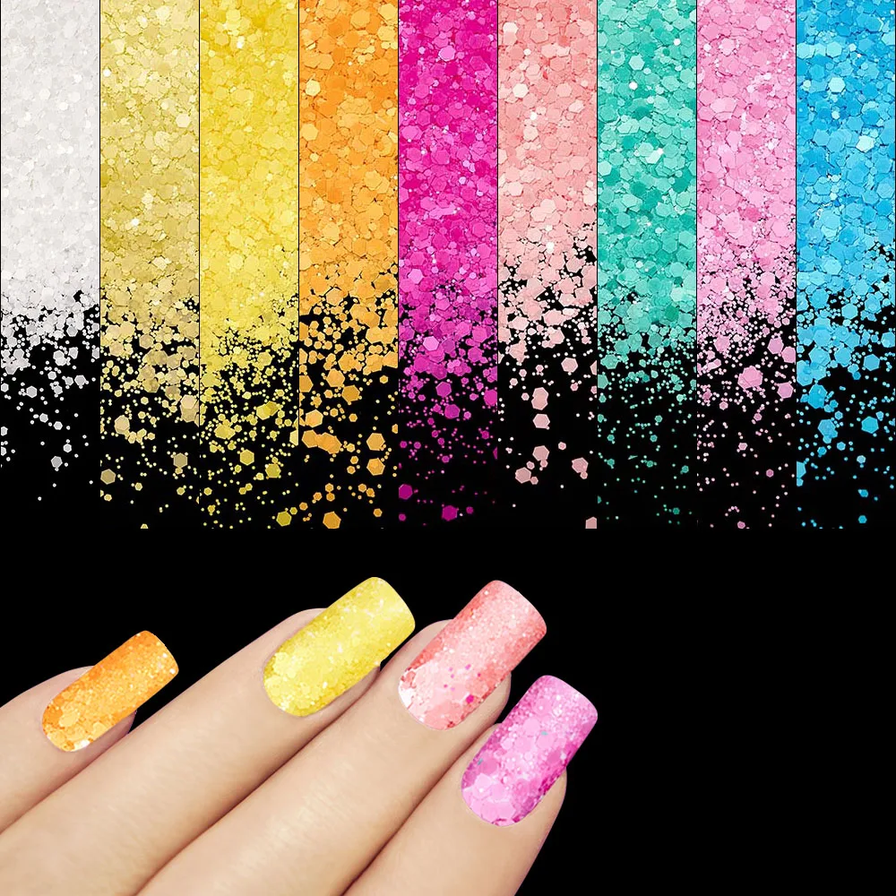 

50g/Bag Sparkly Pink Series Matt Sequins 9 Colors Mixed Size Pastel Glitter Flakes Nail Glitter Hot Sale Dust Nail Sequins KJ1