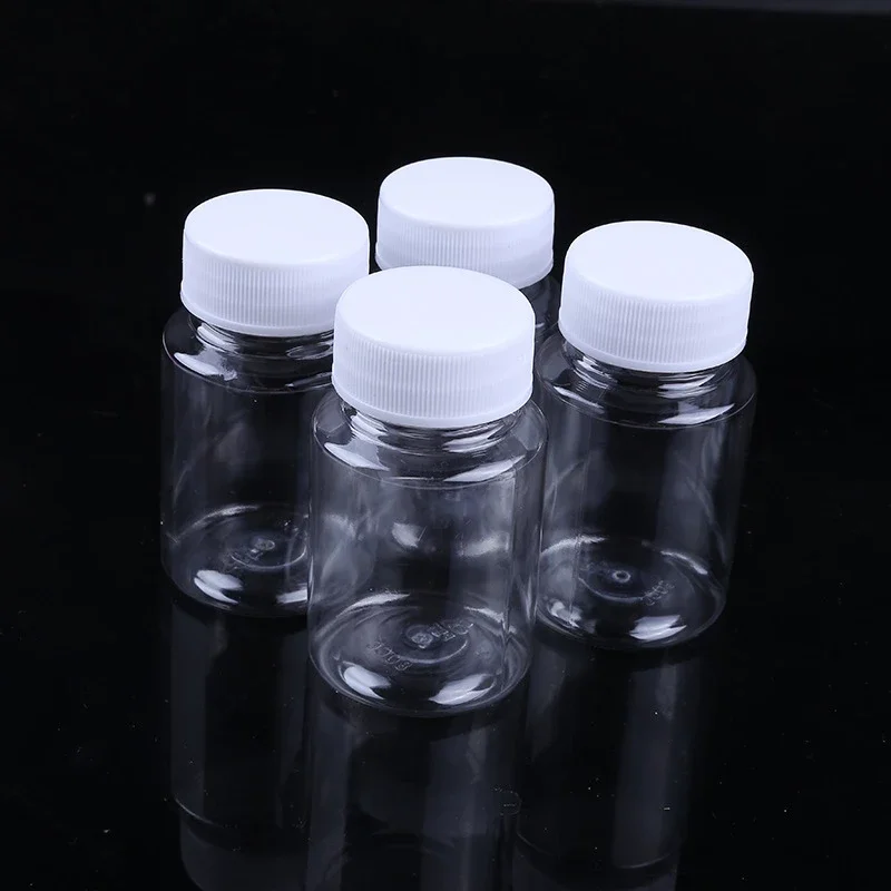 

100Pcs 15ml/20ml/30ml/60ml Transparent Plastic PET Refillable Seal Bottles Vials Reagent storoage Container Plastic cap