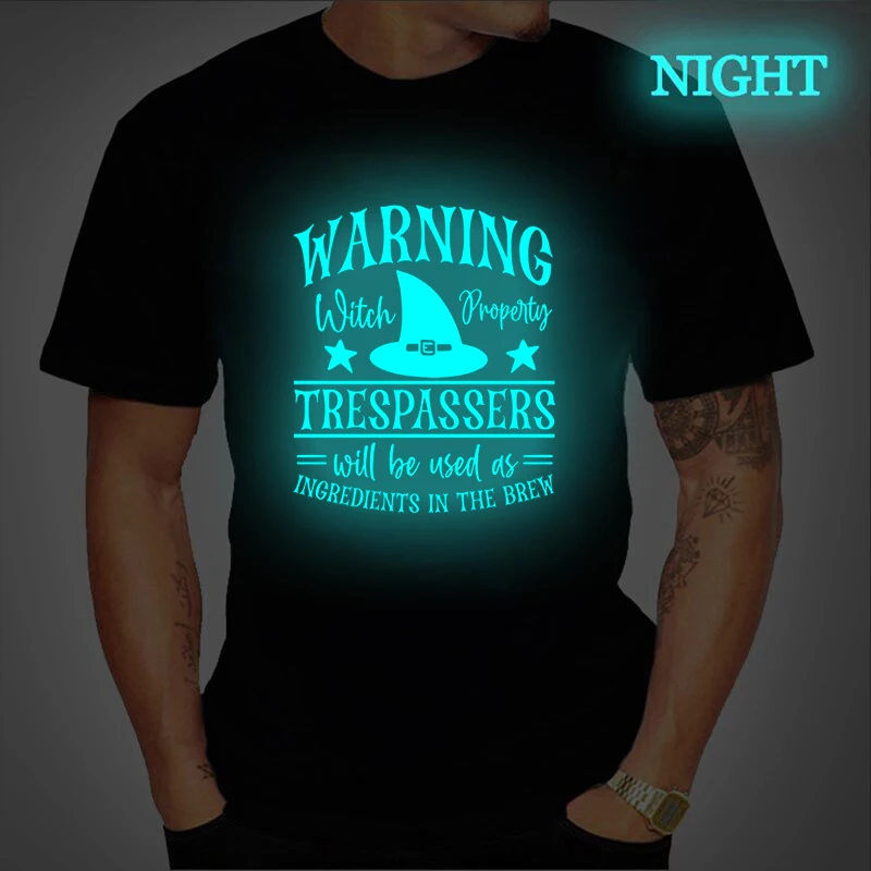 

Halloween Funny Letters Printed Men T-shirts Camisas Short Sleeve Oversized Shirt Halloween Luminous Men Women Plus Size Shirt