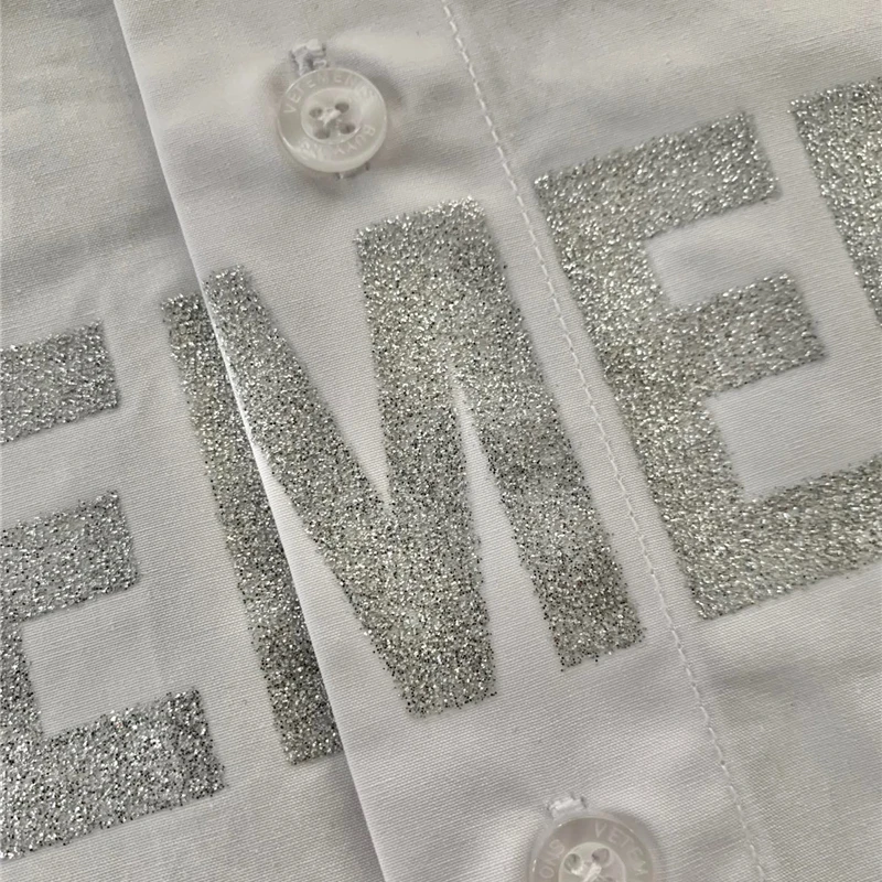 Oversize White Vetements High Quality Shirts Men Women Twinkle Letter Vetements Logo Shirt