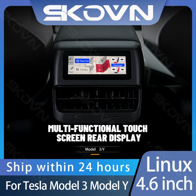 

4.6 Inch Tesla Model 3 Y Accessories Armrest Box IPS Voice Speed Control Screen Rear Control Display Multifunction System Type-C