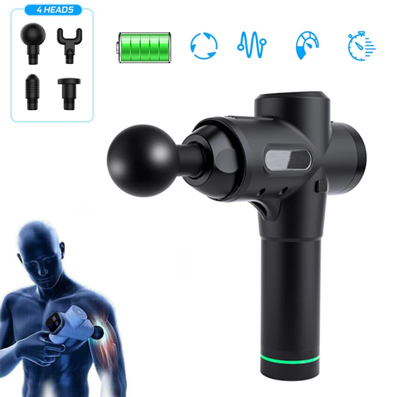 

3300r/Min Therapy Muscle Massage Gun 4 Heads Vibration Massager Pain Relief Body Shaping Exercising Slimming Fitness Women/Men