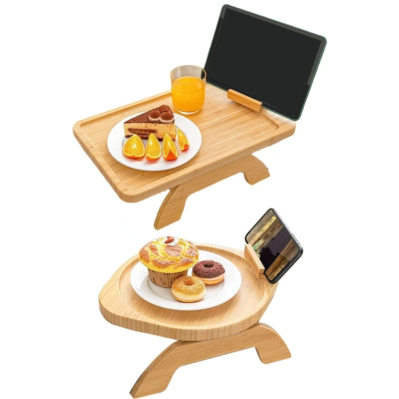 

Sofa Armrest Tray Clip-On Storage Plate Mobile Phone Snacks Holder for Watching TV Remote Control Coffee Dish