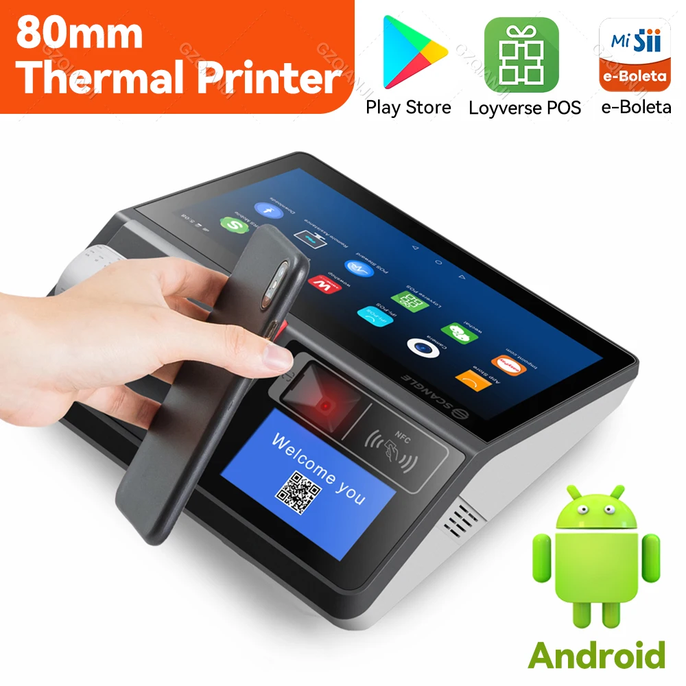 

Android Pos Terminal Cash Register Billing Retail Point of Sale All in One 80mm Thermal Printer NFC 2D Barcode Scanner Machine