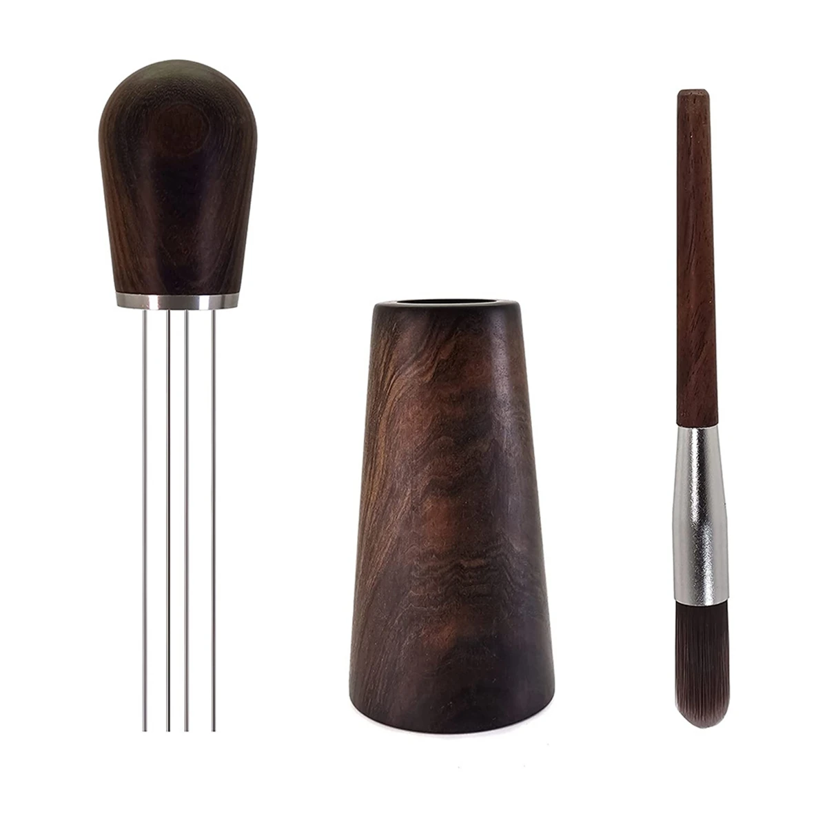 

Espresso Coffee Stirrer Barista Distribution Tool 4 Needles Espresso Coffee Stirrer Set with Stand and Brush A