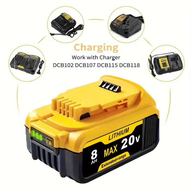 Аккумулятор для Dewalt 20 В DCB200 DCB206 DCB207 DCB204 DCB203 DCB201 DCB208 DCB180 серии DCD/DCF/DCG/DCS