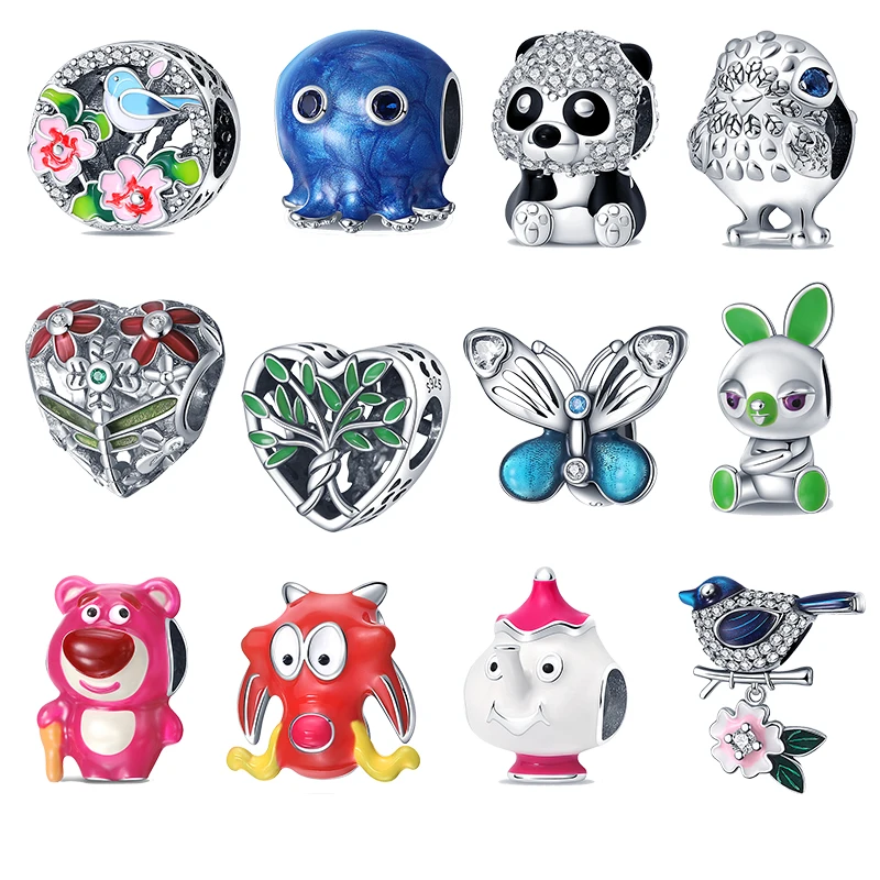 

New Cartoon Strawberry Bear jellyfish Butterfly Beads fit Pandora 925 Original charms Bead Bracelet Necklace bastet Jewelry