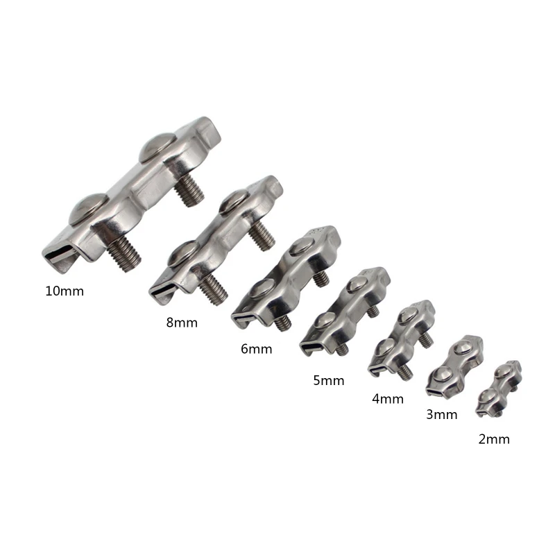 

304 Stainless Wire Rope Buckle Clips 2mm 3mm 4mm 5mm 6mm 8mm 10mm Cable Clamp Double Grips Fastener Hardware Accessories