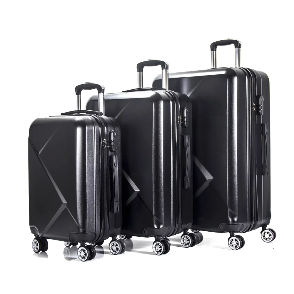 

3 Piece Luggage Sets Expandable ABS Hardshell Hardside Lightweight Durable Spinner Wheels Suitcase(20/24/28), (Black)