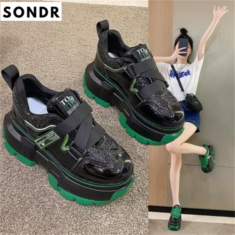 

Женские кроссовки с блестками Instagramvintage, разноцветные уличные кроссовки на очень высокой платформе, летний тренд, новинка 2022