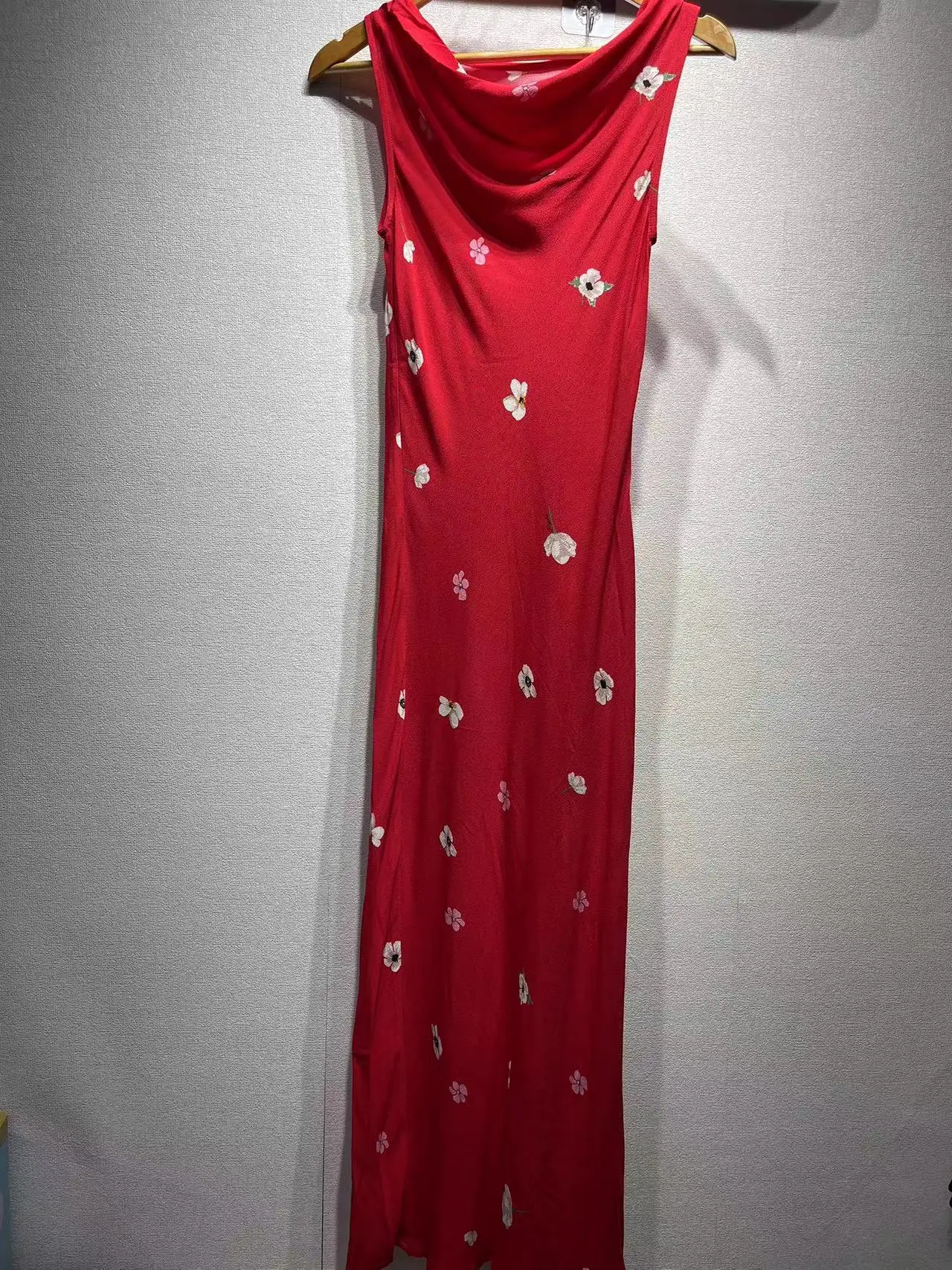 Женское платье-чехол с цветочным принтом Красное Облегающее Платье-русалка без