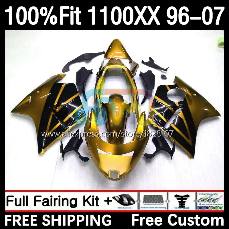 

Обтекатель Blackbird для HONDA gold black CBR 1100XX CBR1100 XX 43No.108 CBR1100XX 96 97 98 99 00 01 2002 2003 2004 2005 2006 2007