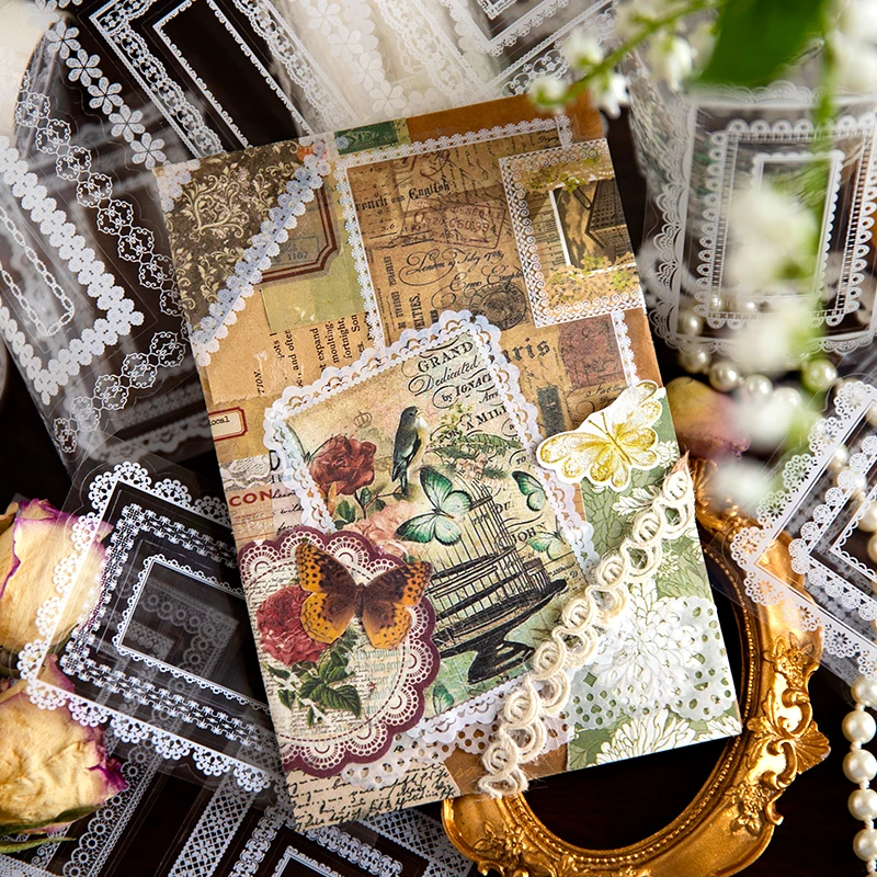 Yoofun 10x20 0 см винтажная белая кружевная рамка Маскировочная лента ПЭТ Ретро Прозрачная декоративная клейкая лента Сделай Сам Скрапбукинг кайдер