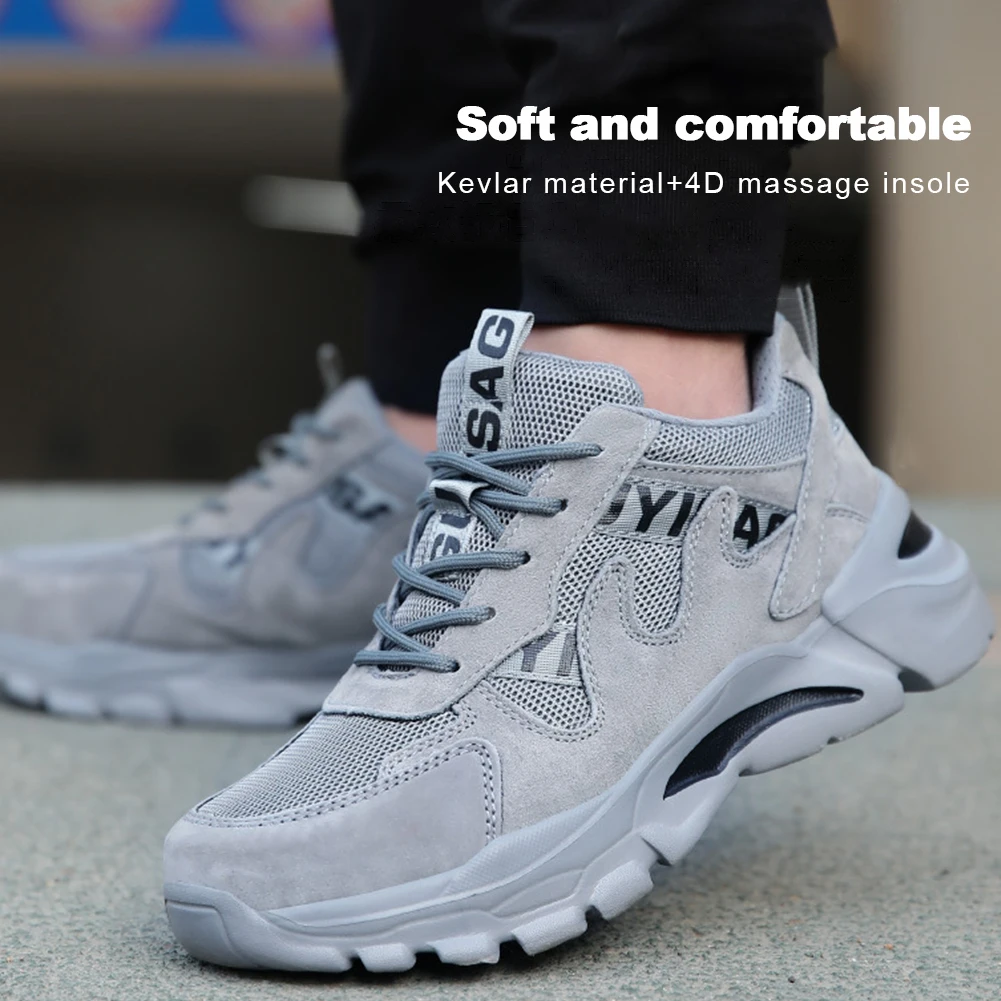 

Low-cut Work Safety Shoes Lightweight Men Safety Shoe Boots Breathable Indestructible Work Sneakers Anti-Smash Male Kevlar Shoes