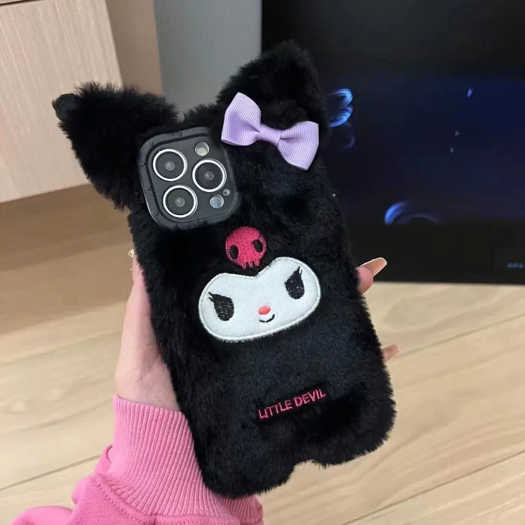 

Cartoon Kuromi Plush Case Iphone 13 Apple 14 Sanrio Fashion New 12Pro Case 11Promax Kawaii Creative Xr7/8 Case