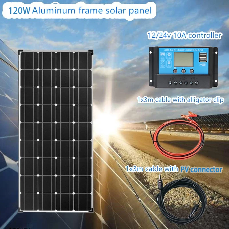 

120W 12 Volt Solar Panel Starter Kit PV Module for Home Camping Boat solar charger Caravan RV and Other Off Grid Applications