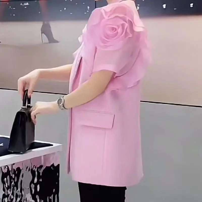 Женское розовое шифоновое пальто летний костюм 2024 г.