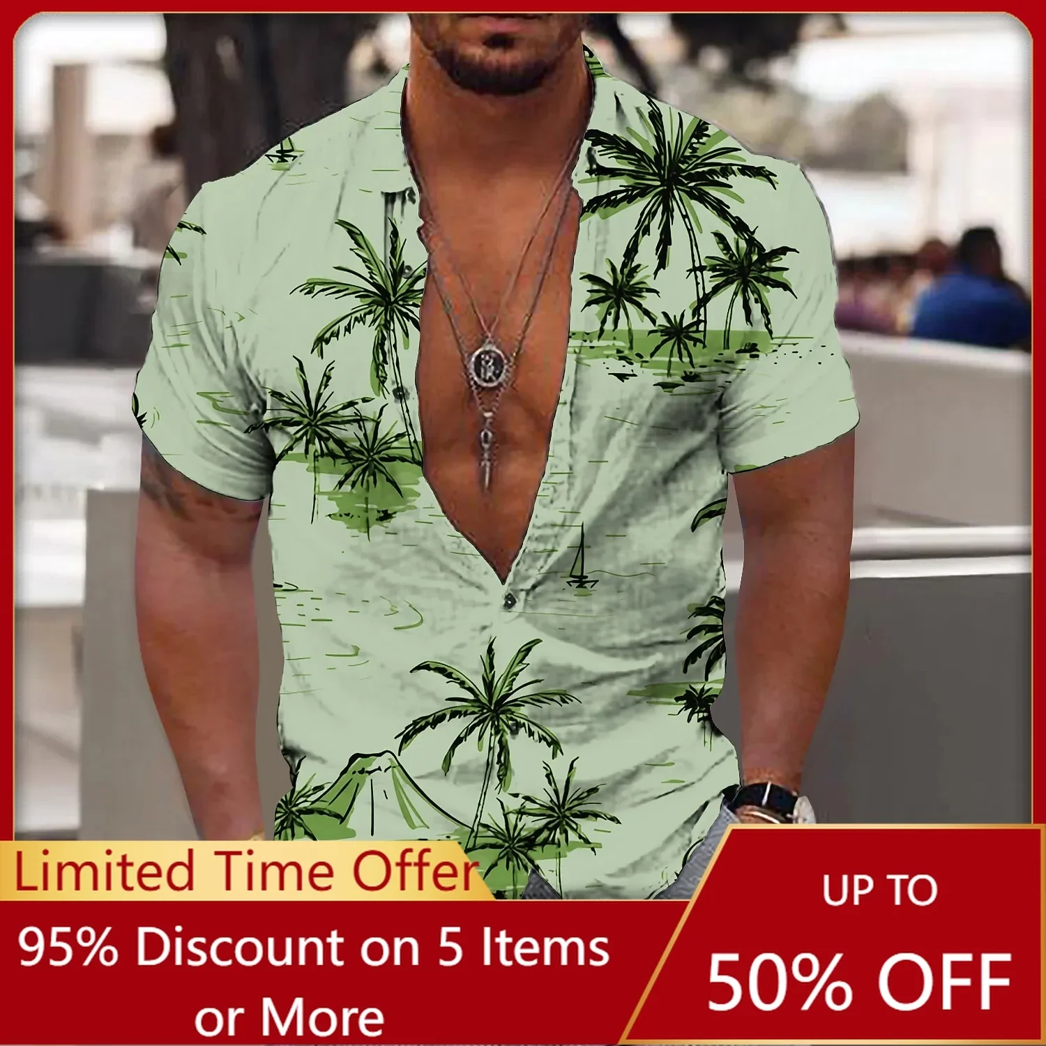 

Мужская Летняя гавайская рубашка Aloha, уличная рубашка с графическим принтом, короткими рукавами и пуговицами на воротнике, модная одежда