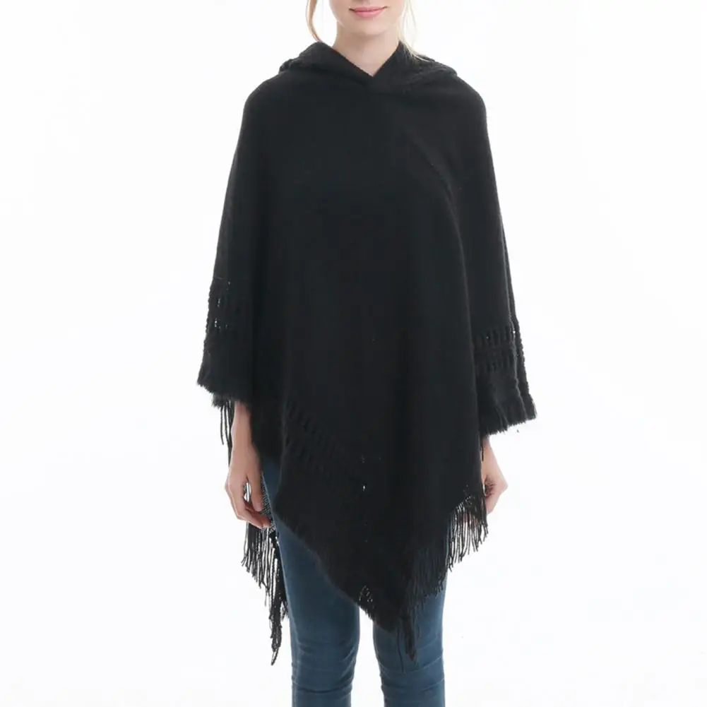 Пуловер с шалью уютная куртка капюшоном и кисточками пуловер шаль для женщин