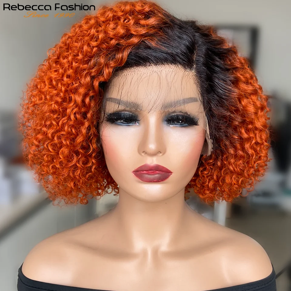 Deep Curly Bob Lace Front Wig Human Hair Wig With Baby Hair Short Pixie Curly Bob Wig Glueless Lace Wigs For Women