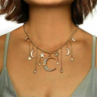 pendant crystal choker women multi layer long chain necklace boho jewelry gifts