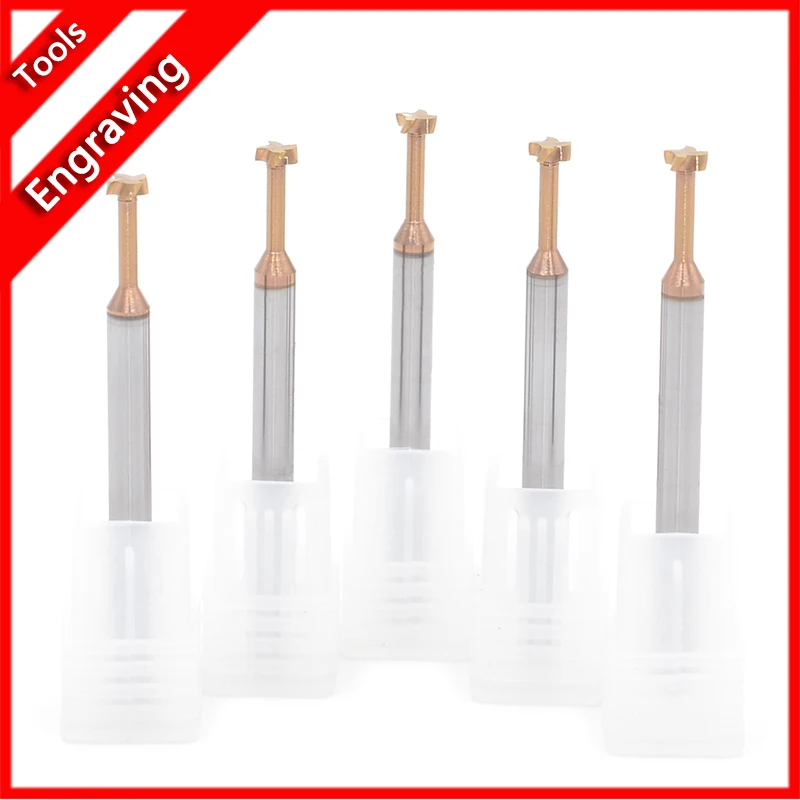 

T Type Grooving Milling Cutter 4 6 8 10mm Shank Overall Alloy Tungsten Steel Slotting Router Bits CNC Tool Endmill