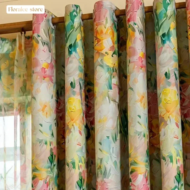 1 шт. роскошные шторы с принтом для гостиной и спальни картина маслом