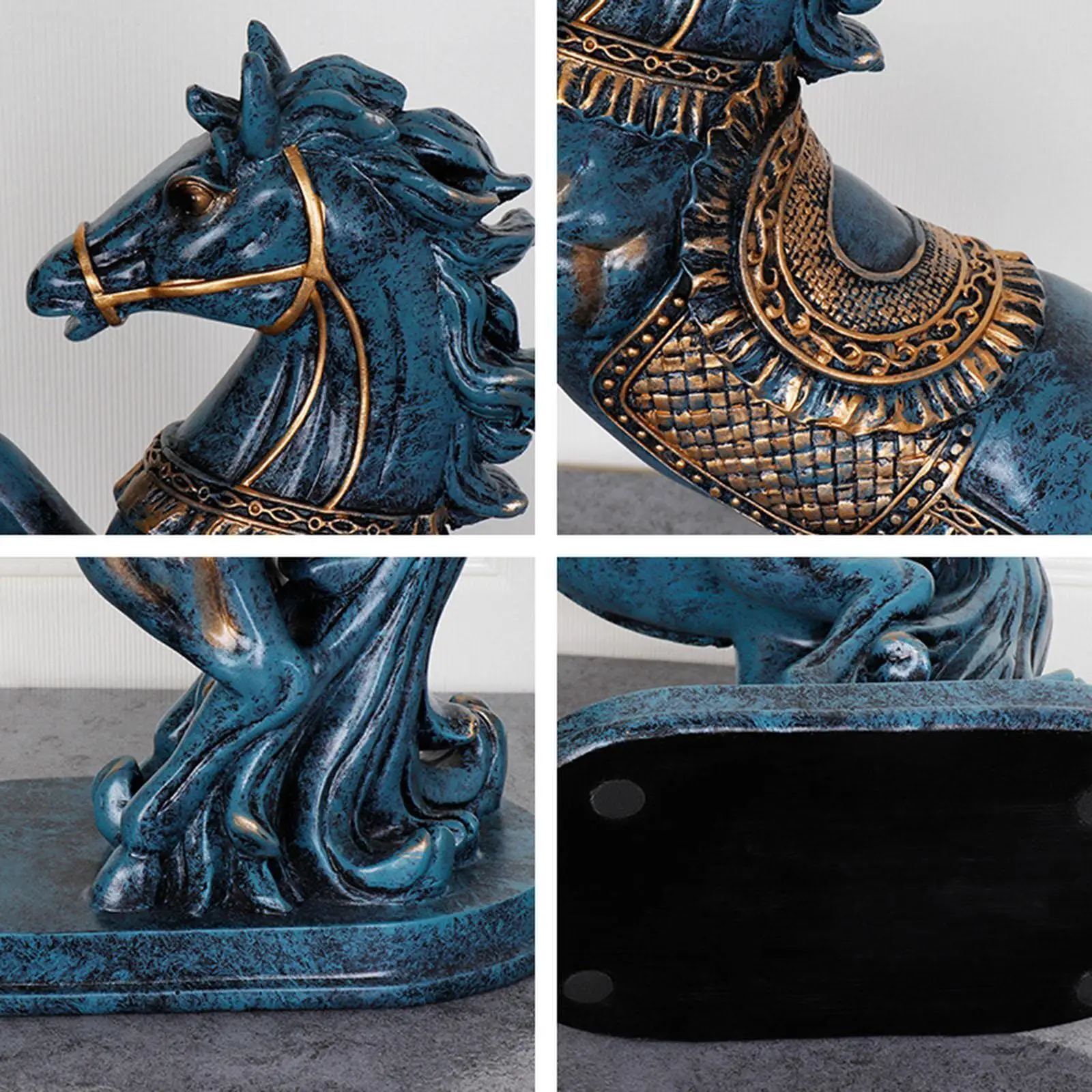 

Modern Horse Statue Resin Figurine Feng Shui for Table Wine Cabinet Ornament Black