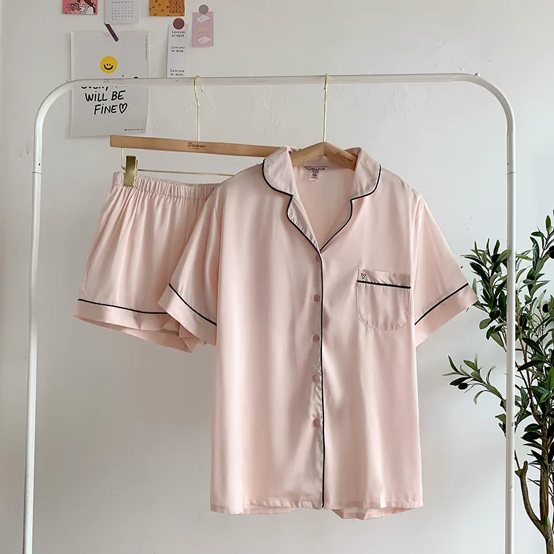 

Короткий костюм, женский комплект, топы, летняя одежда для сна, атласная домашняя пижама, Пижама, одежда для сна, штаны, пижама, одежда для сна...