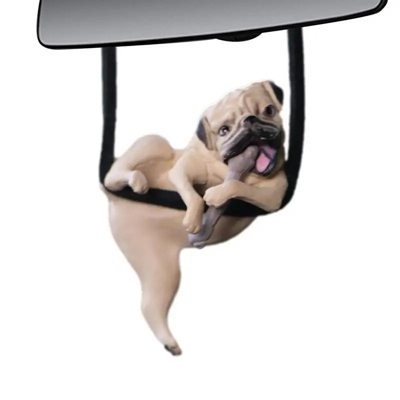 

Swinging Dog Car Hanging Ornament Swinging Bulldog Car Rear View Mirror Cute Animal Dog Rearview Mirror For Men And Women Car