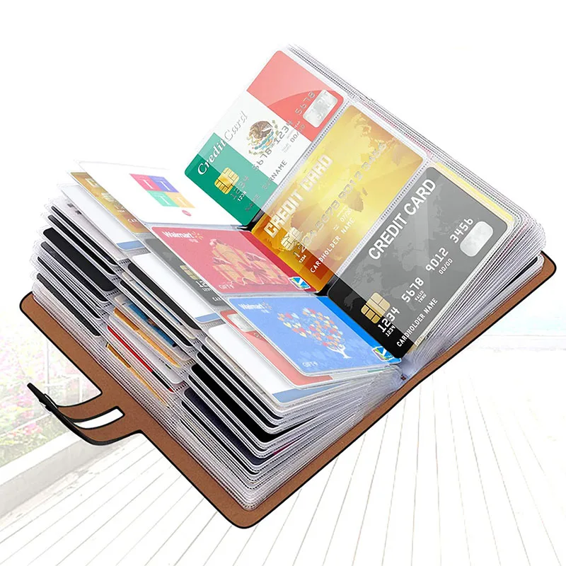 

Unisex 96 Slots Card Holder PU Leather Business Card Case Anti-theft ID Credit Card Holder Function Bag Minimalist Wallet