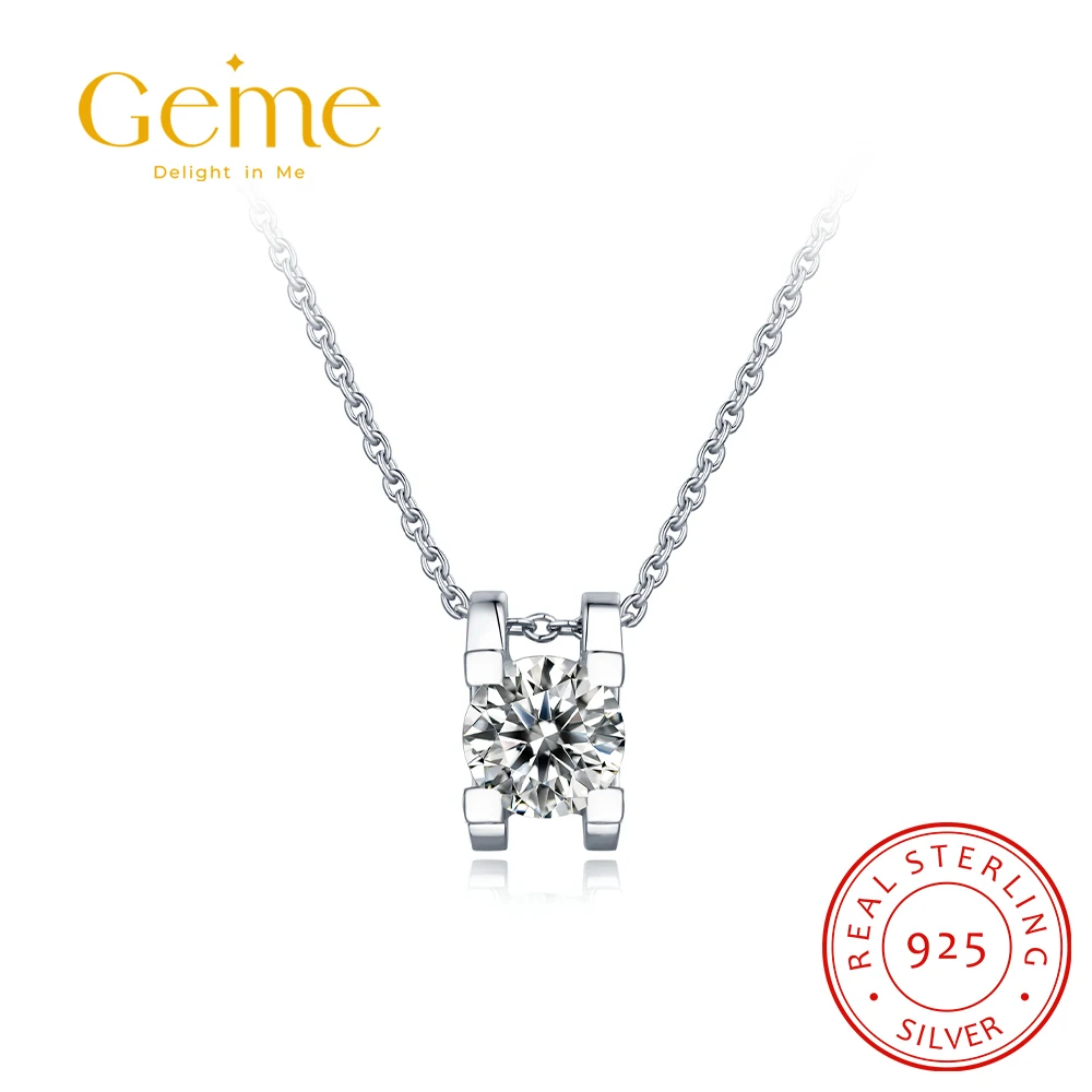 

Geme Genuine 925 Sterling Silver 1ct 2ct 3ct Moissanite Necklaces & Pendants for Women Bridal Fine Jewelry Wedding Gifts for Her