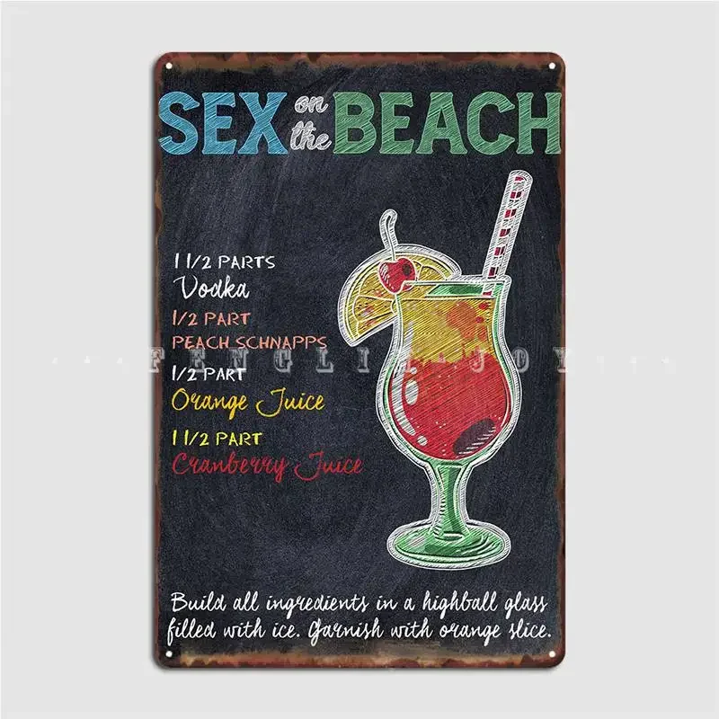 Секс на пляже Водка Металлическая табличка Плакат Настенная пещера Кухня