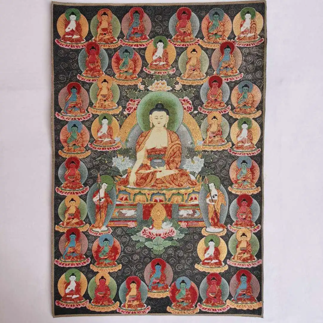 

36"Tibet Tibetan Cloth Silk Buddhism 10000 Buddha Tathagata Tangka Thangka 265