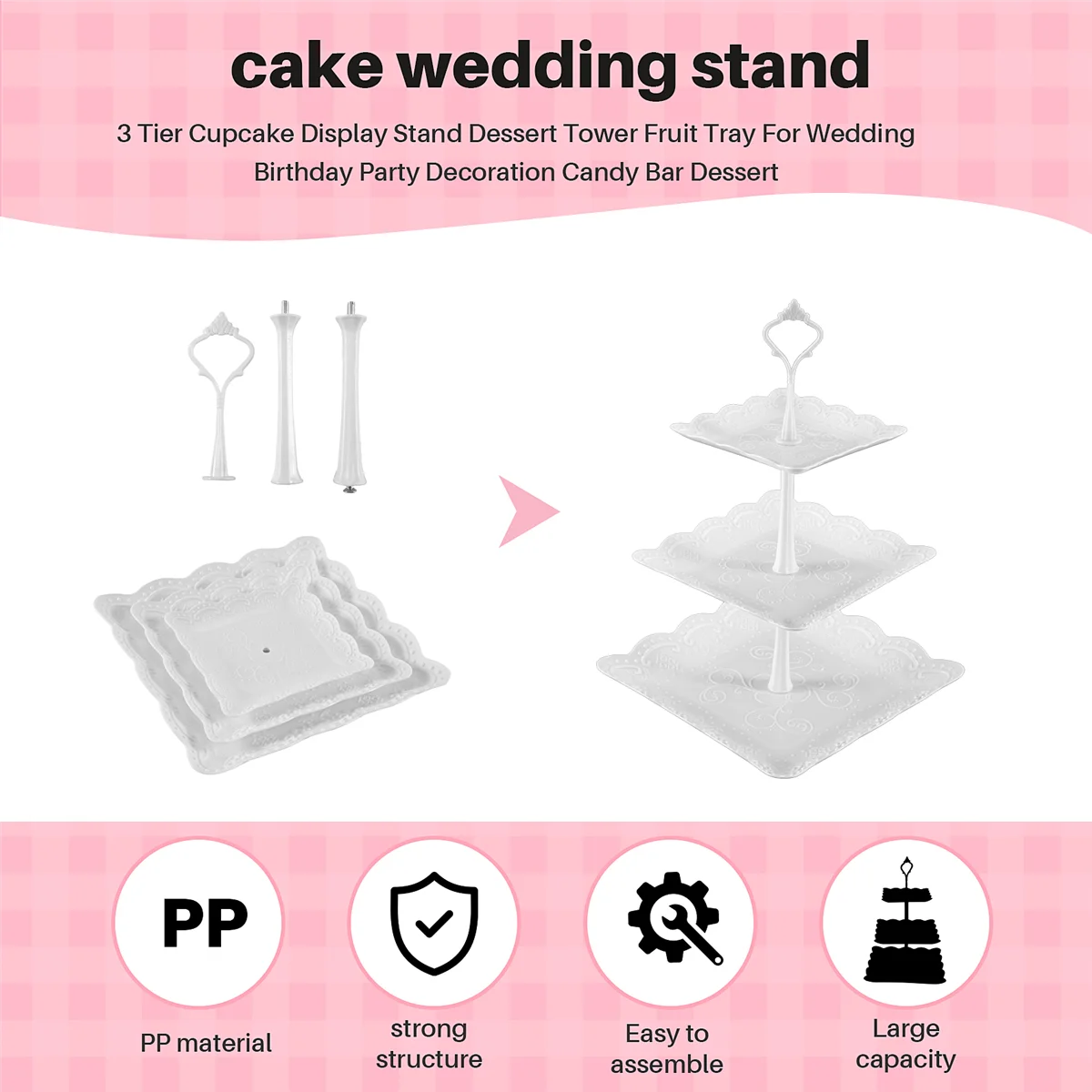 3-х уровневая подставка для кексов десертная башня поднос с фруктами украшения