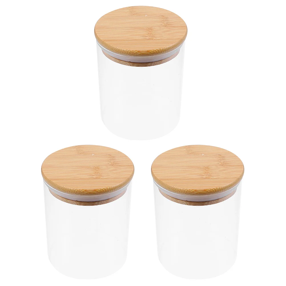 

3 Pcs Glass Jar Dried Fruit Bottles Airtight Containers Food Storage Jars Kitchen Sealed Lids Candy