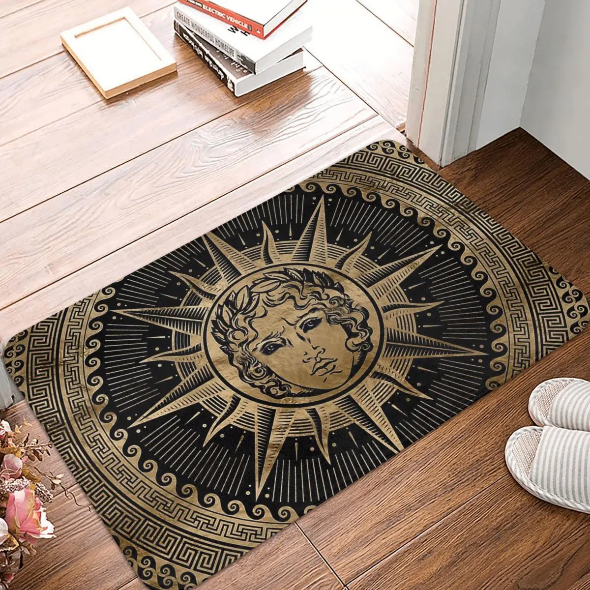 

Ancient Greek Mythology Bath Non-Slip Carpet Golden Apollo Sun God Living Room Mat Welcome Doormat Home Decoration Rug