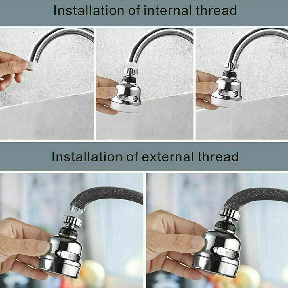 

360 Degree Rotating Nozzle For Mixer Tap 3 Modes Splash Water Saving Aerator Bubbler Diffuser Faucet Shower Head Tap Connector