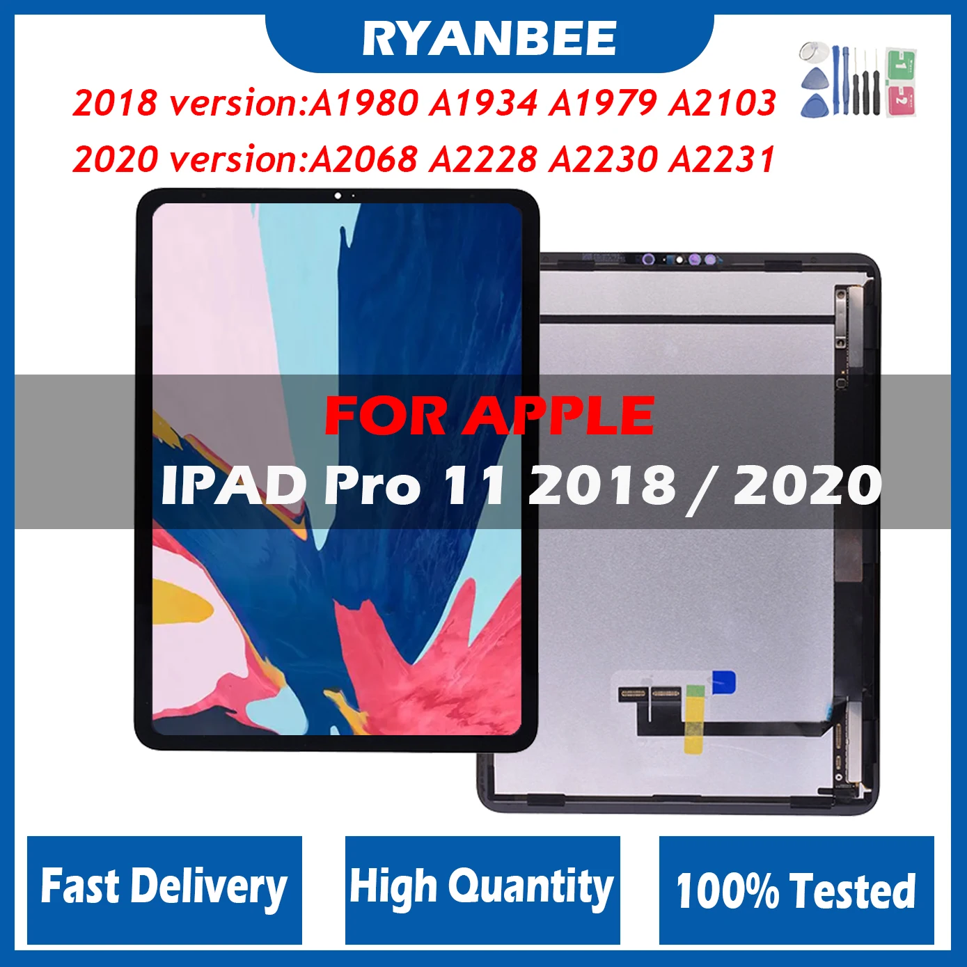 

Новый ЖК-дисплей для iPad Pro 11 Pro11 2018 A1934 A1979 A1980/A2103 2020/A2228/A2230/A2231, ЖК-дисплей с сенсорным экраном в сборе, замена