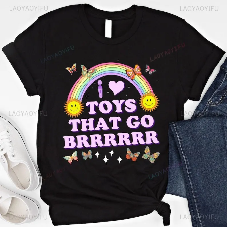 Забавные футболки с рисунком I Love Toys That Go Brrr женский и мужской свитшот юмором для